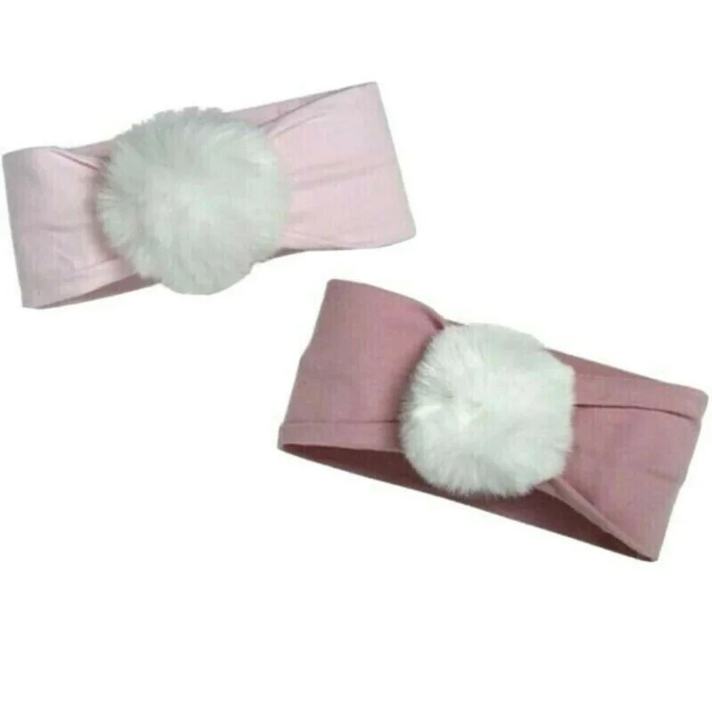 KYLE & DEENA New York 2 pack Cotton Stretch Pom Pom Headbands NEW 0-6 Months